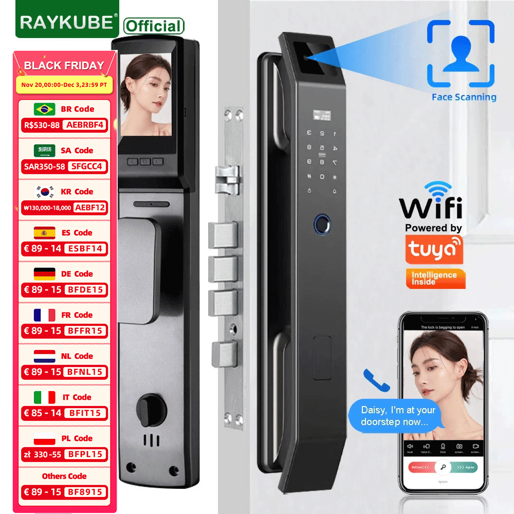 Peephole Camera Viewer - RAYKUBE DF14 Tuya WiFi 3D 얼굴