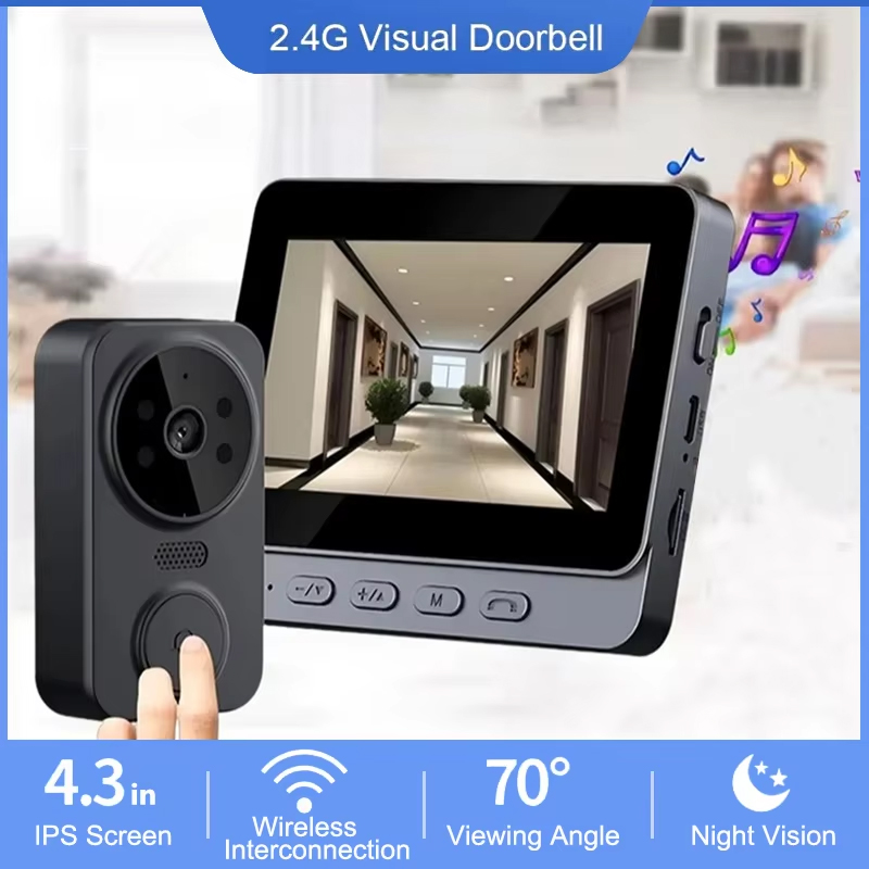 Home Security Doorbell Camera - 4.3인치 WiFi 무선 비디오 초인종 양방향