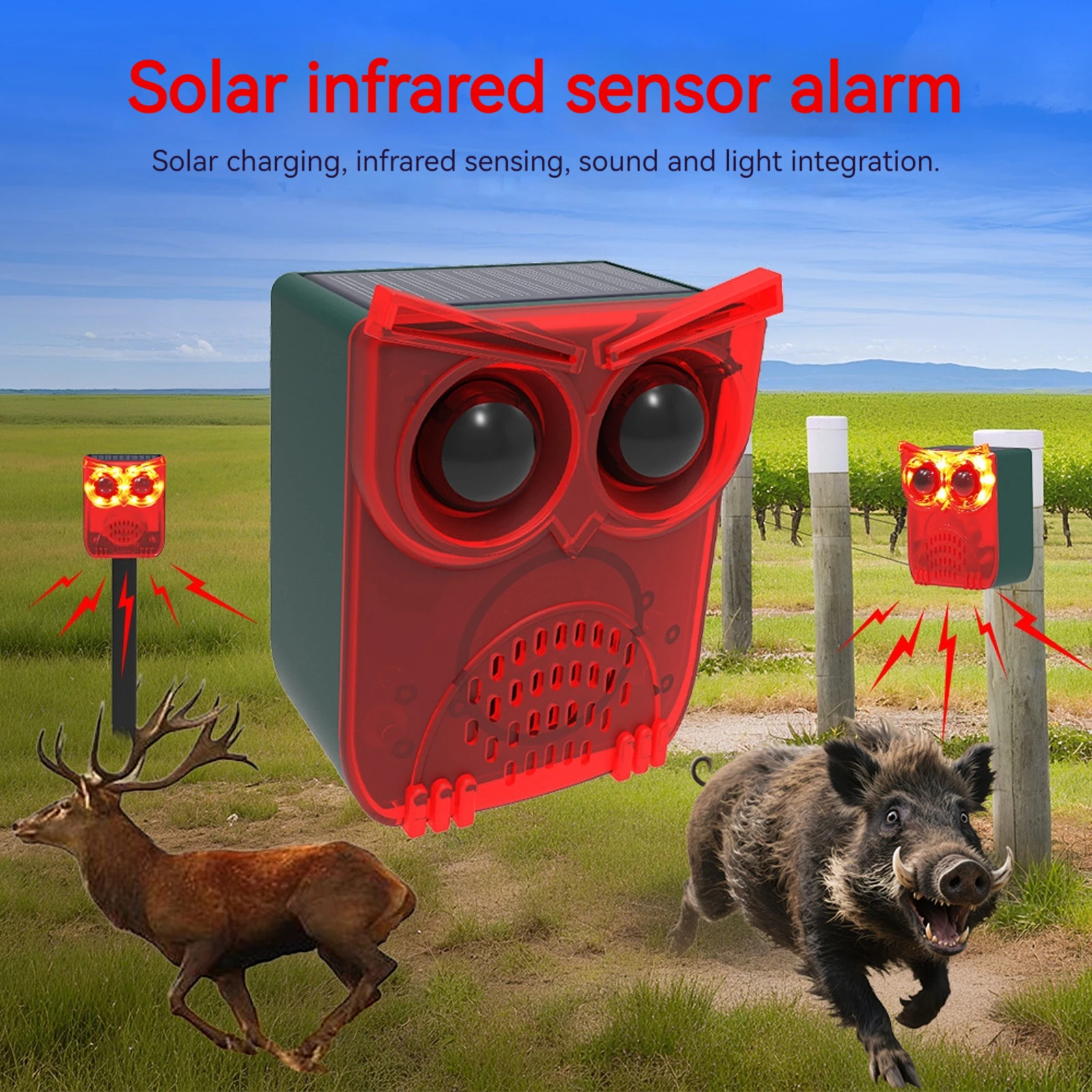 Barking Dog Alarm - 야외 방수 태양광 모션 센서 알람,