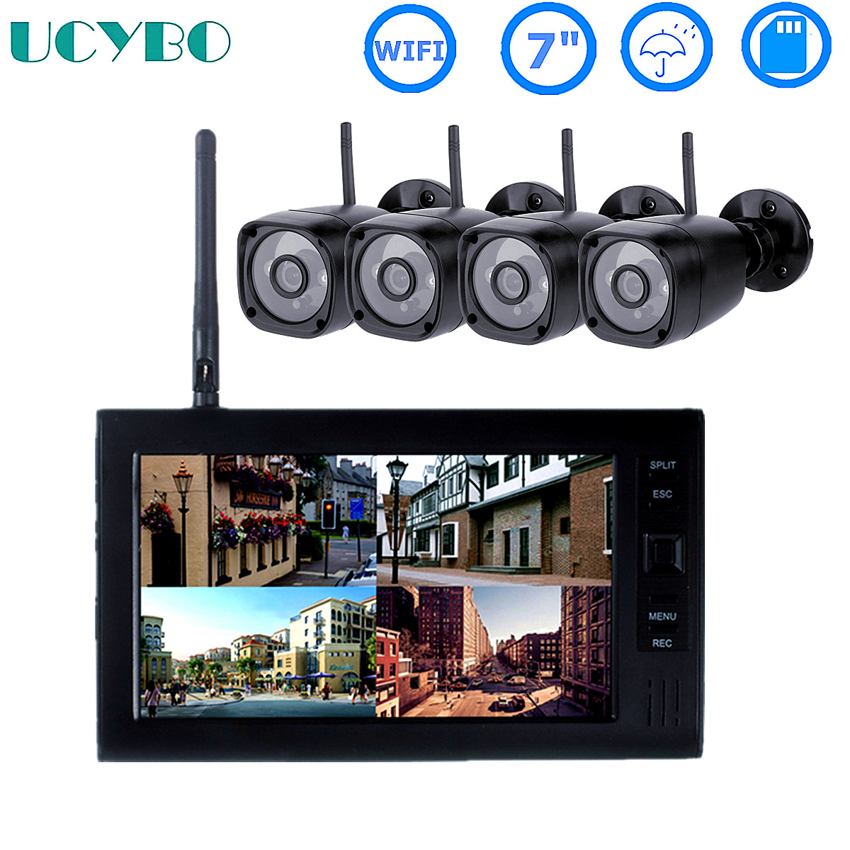 Home Security Camera System - LCD CCTV 보안 시스템 와이파이 무선