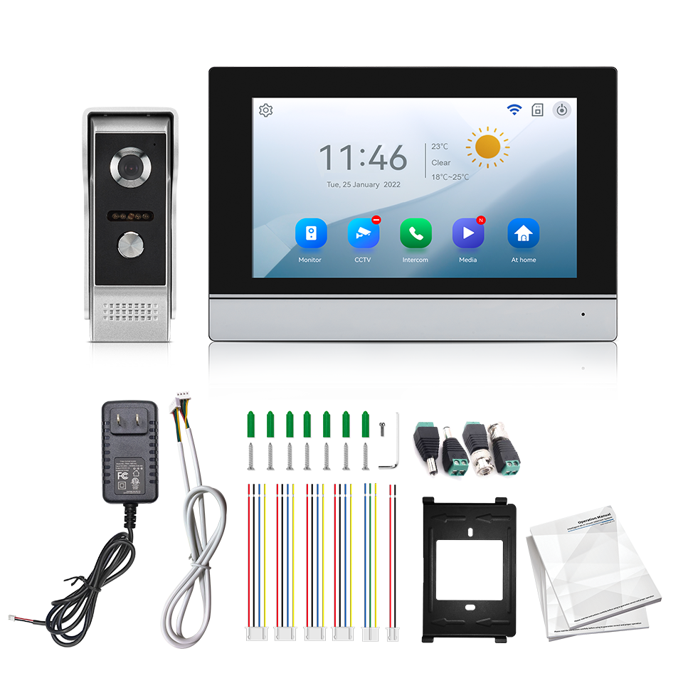 Home Security Doorbell Camera - 7인치 IPS 스크린 2MP 투야 원격