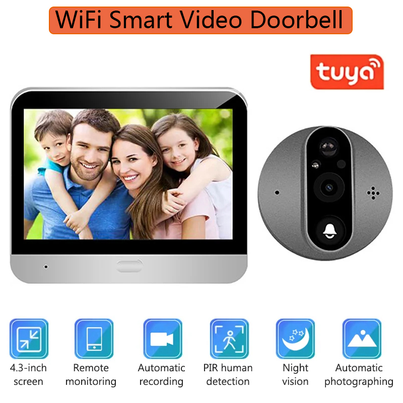 Home Security Doorbell Camera - 4.3인치 와이파이 투야 스마트 비디오 도어벨