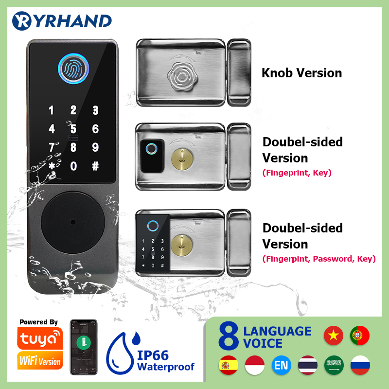 Home Security Essential - Tuya-스마트 잠금 방수 와이파이 이중 지문