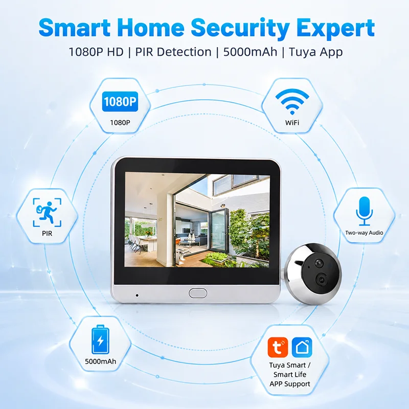투야 3MP 스마트 WiFi 디지털 도어피폴 카메라 4 - Peephole Camera Viewer 리뷰 및 가격