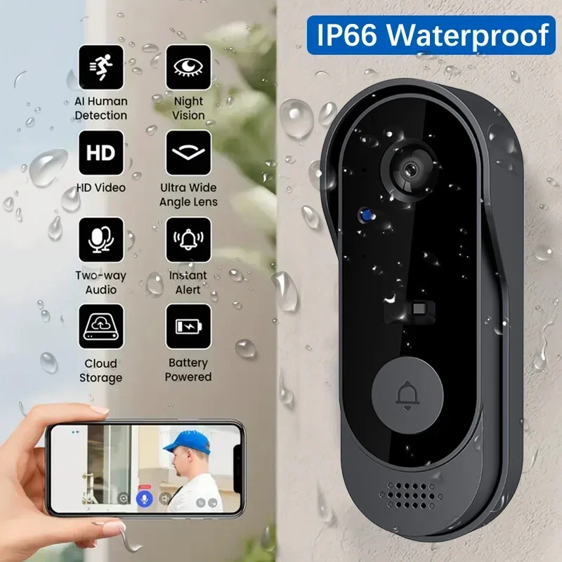 비디오 HD 무선 방수 도어벨 카메라, 야간 투시 및  - Home Security Doorbell Camera 리뷰 및 가격