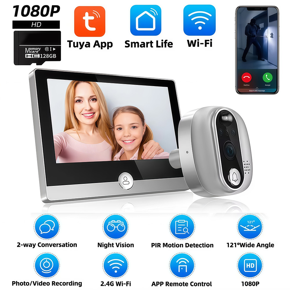 투야 와이파이 문짝 벨 카메라, 구글 알렉사 스마트 라 - Peephole Camera Viewer 리뷰 및 가격