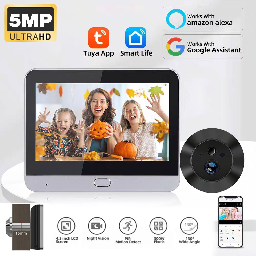 WiFi 2.4Ghz 5MP 투야 스마트 라이프 앱 디 - Peephole Camera Viewer 리뷰 및 가격