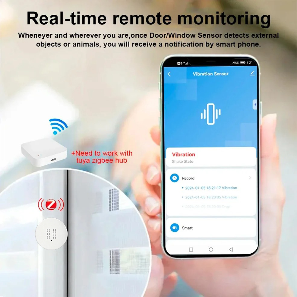 Tuya Zigbee 스마트 진동 센서 실시간 모션 충 - Home Security With Alarm 리뷰 및 가격