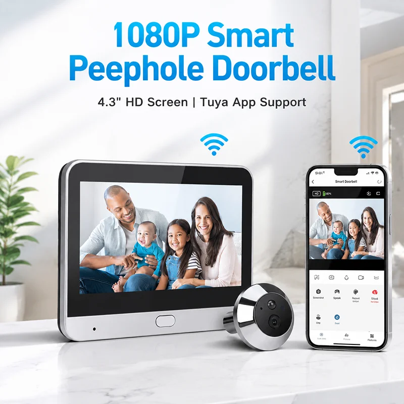 300만 화소 투야 스마트 와이파이 도어 뷰어, 4.3 - Peephole Camera Viewer 리뷰 및 가격