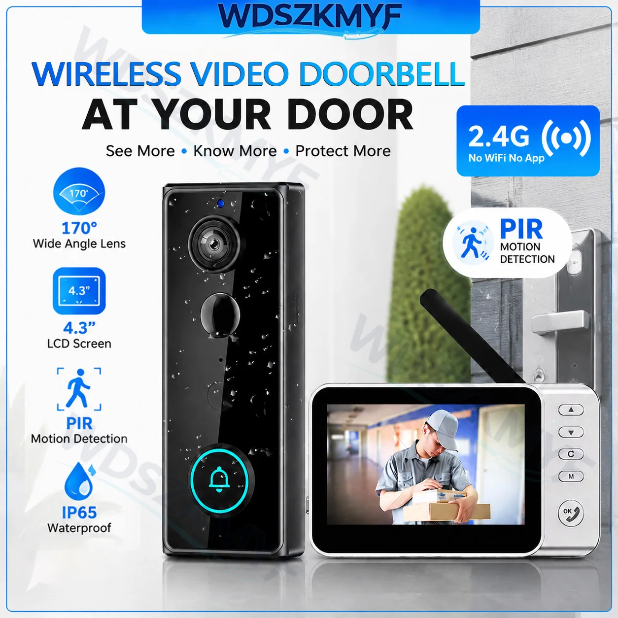 새로운 방수 무선 초인종 카메라 4.3인치 IPS 스크 - Home Security Doorbell Camera 리뷰 및 가격